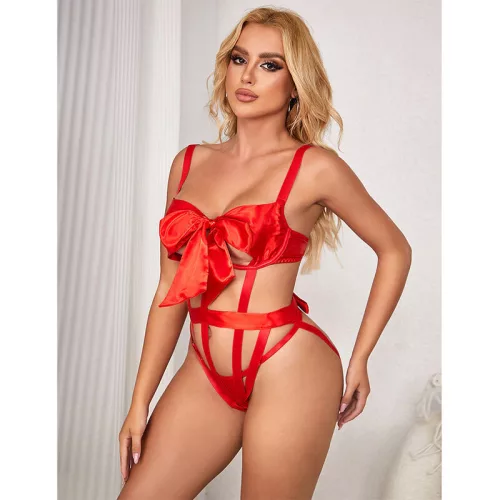 SUBBLIME – Szexi áttört body masnival, piros, L/XL