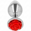 KINK – Rozsdamentes acél anál plug piros rózsa díszítéssel, 7,8 cm