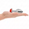 KINK – Rozsdamentes acél anál plug piros rózsa díszítéssel, 8,9 cm