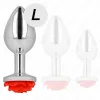 KINK – Rozsdamentes acél anál plug piros rózsa díszítéssel, 10,2 cm