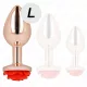 KINK – Rózsaarany színű rozsdamentes acél anál plug piros rózsa díszítéssel, 10,2 cm