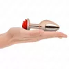 KINK – Rózsaarany színű rozsdamentes acél anál plug piros rózsa díszítéssel, 10,2 cm