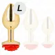 KINK – Arany színű rozsdamentes acél anál plug piros rózsa díszítéssel, 10,2 cm