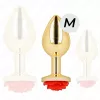 KINK – Arany színű rozsdamentes acél anál plug piros rózsa díszítéssel, 8,9 cm