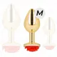 KINK – Arany színű rozsdamentes acél anál plug piros rózsa díszítéssel, 8,9 cm