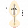KINK – Arany színű rozsdamentes acél anál plug piros rózsa díszítéssel, 7,8 cm