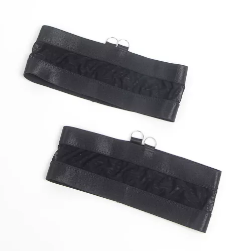 SUBBLIME – Fekete bondage melltartó szett harisnyatartóval, L/XL