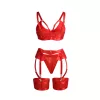 SUBBLIME – Piros bondage melltartó szett harisnyatartóval, L/XL