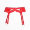 SUBBLIME – Piros bondage melltartó szett harisnyatartóval, L/XL