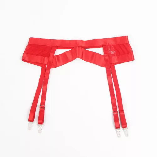 SUBBLIME – Piros bondage melltartó szett harisnyatartóval, L/XL