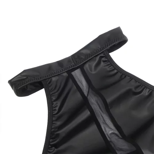 SUBBLIME – Fekete halter nyakú ruha áttetsző betétekkel, S/M
