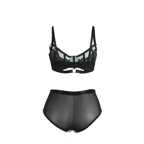 SUBBLIME – Zöld lakk és hálós melltartó szett cipzárral, L/XL