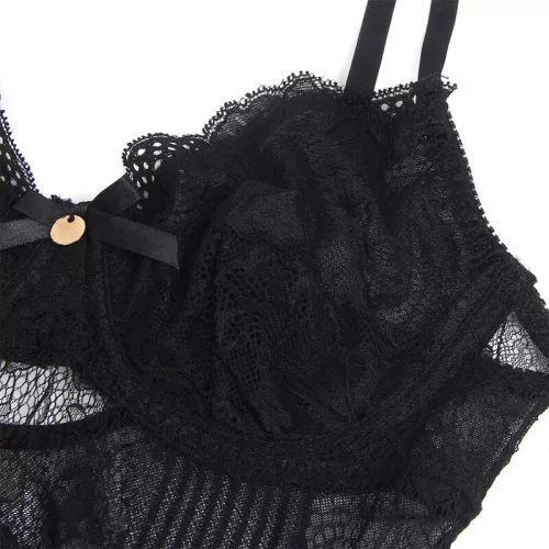SUBBLIME – Fekete csipkés body, alsó kapcsos záródással, L/XL