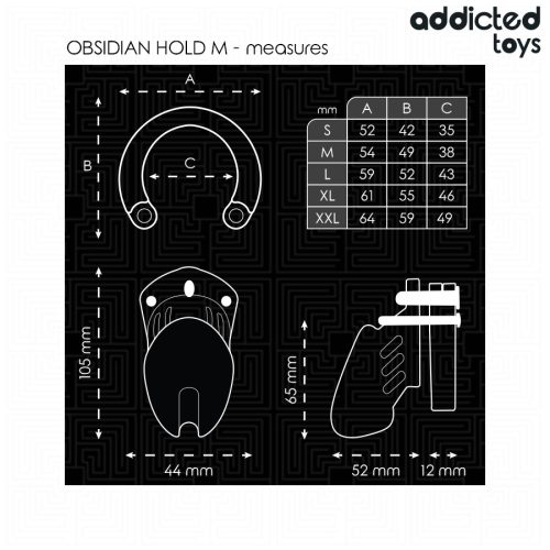 ADDICTED TOYS – Locked Obsidian Hold állítható intim ketrec, M méret