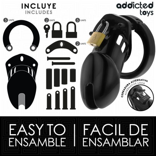 ADDICTED TOYS – Locked Obsidian Hold állítható intim ketrec, M méret