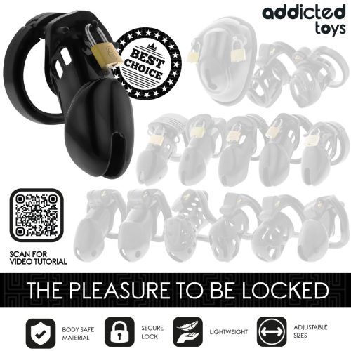 ADDICTED TOYS – Locked Obsidian Hold állítható intim ketrec, M méret
