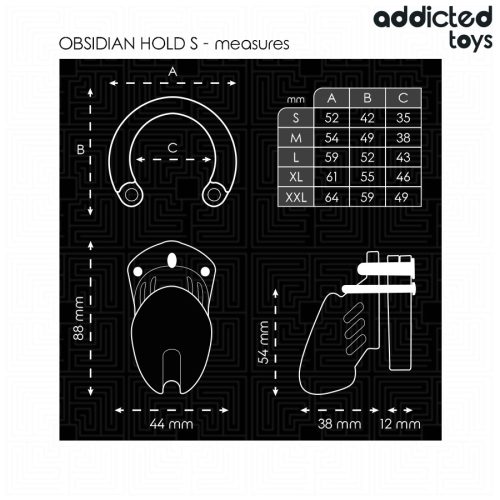 ADDICTED TOYS – Locked Obsidian Hold állítható intim ketrec, S méret