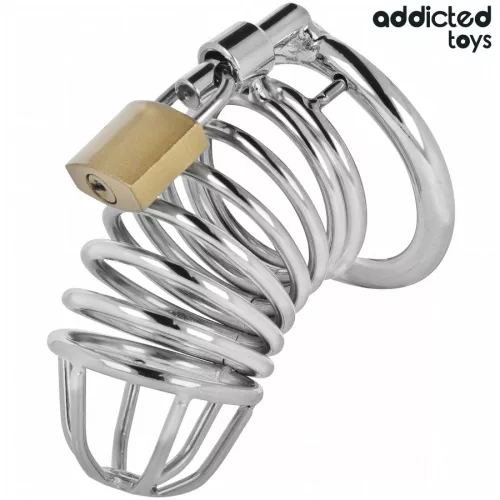 ADDICTED TOYS – Locked Iron Cell fém péniszketrec rendszer, M méret