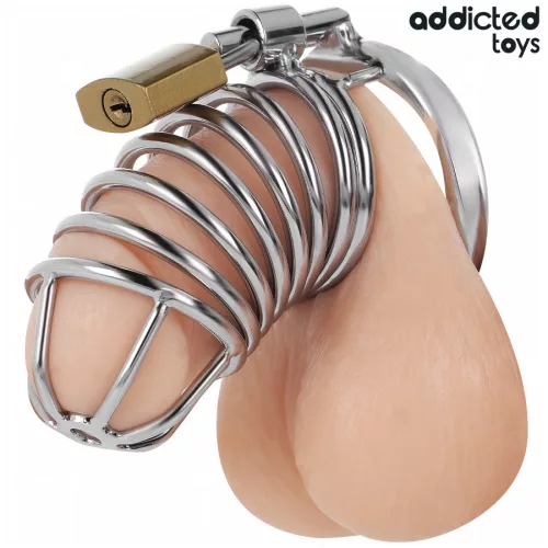 ADDICTED TOYS – Locked Iron Cell fém péniszketrec rendszer, M méret