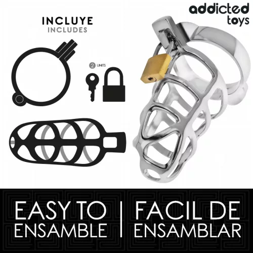 ADDICTED TOYS – Silver Lock fém péniszketrec rendszer, M méret