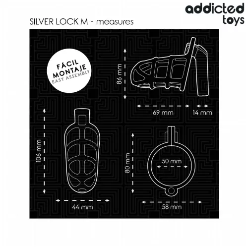ADDICTED TOYS – Silver Lock fém péniszketrec rendszer, M méret