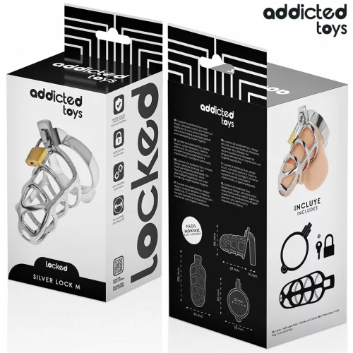 ADDICTED TOYS – Silver Lock fém péniszketrec rendszer, M méret