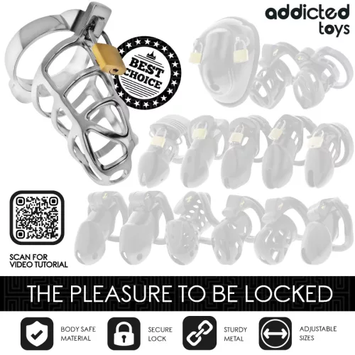 ADDICTED TOYS – Silver Lock fém péniszketrec rendszer, M méret