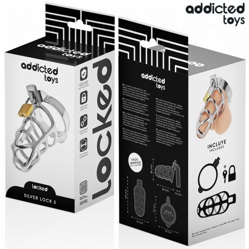ADDICTED TOYS – Silver Lock fém péniszketrec rendszer, S méret