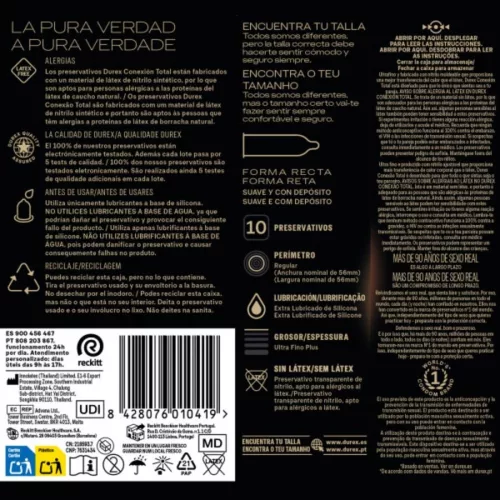 DUREX – Total Connection latexmentes óvszer extra síkosítással, 10 db