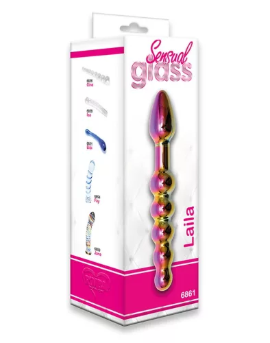 RIMBA SENSUAL GLASS – Laila üveg dildó, anál gyöngyös kialakítással