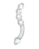 RIMBA SENSUAL GLASS – Xena üveg dildó, kétvégű, gyöngyös kialakítással