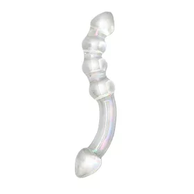   RIMBA SENSUAL GLASS – Xena üveg dildó, kétvégű, gyöngyös kialakítással