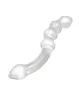 RIMBA SENSUAL GLASS – Xena üveg dildó, kétvégű, gyöngyös kialakítással