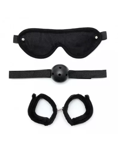 RIMBA BONDAGE – Puha szett szemkötővel, szájpecekkel és bilinccsel, fekete