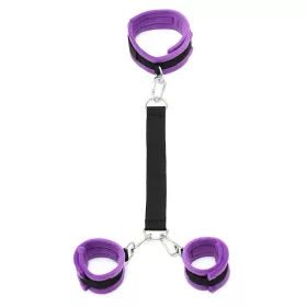   RIMBA BONDAGE – Puha nyakörv állítható pánttal és kézbilinccsel, fekete-lila