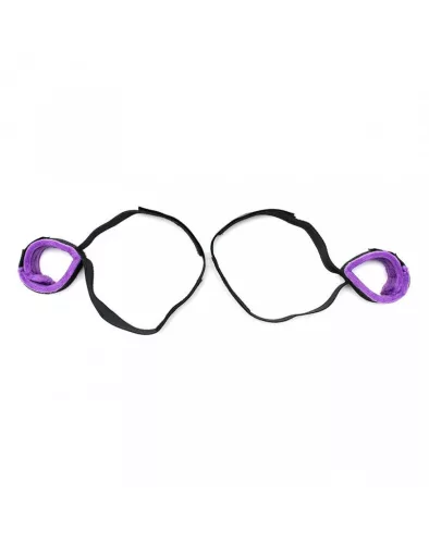RIMBA BONDAGE – Combhoz rögzíthető csuklóbilincs szett, fekete-lila