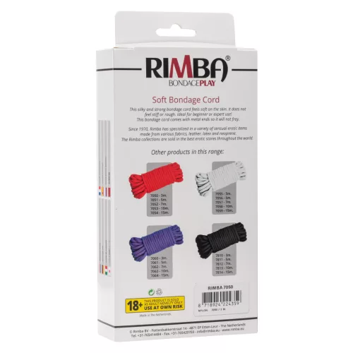RIMBA BONDAGE – Puha bondage kötél, 3 m, 100% nylon, piros
