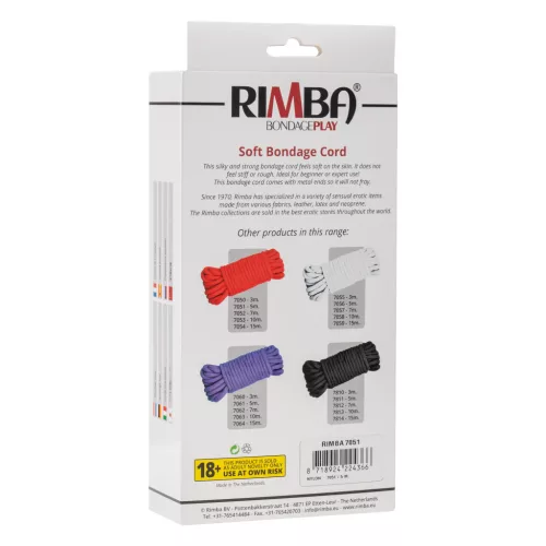 RIMBA BONDAGE – Puha bondage kötél, 5 m, 100% nylon, piros