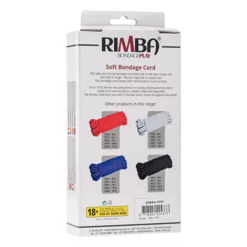 RIMBA BONDAGE – Puha bondage kötél, 7 m, 100% nylon, piros