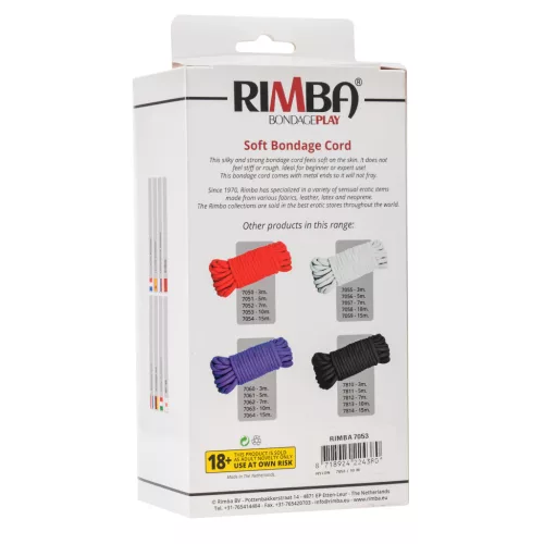 RIMBA BONDAGE – Puha bondage kötél, 10 m, 100% nylon, piros