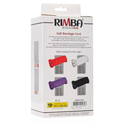 RIMBA BONDAGE – Puha bondage kötél, 15 m, 100% nylon, piros