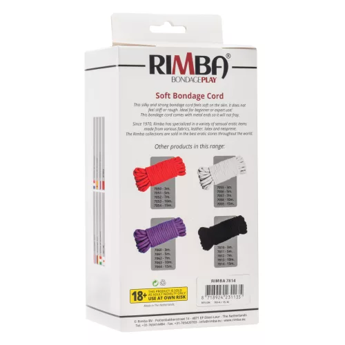 RIMBA BONDAGE – Puha bondage kötél, 15 m, 100% nylon, fekete