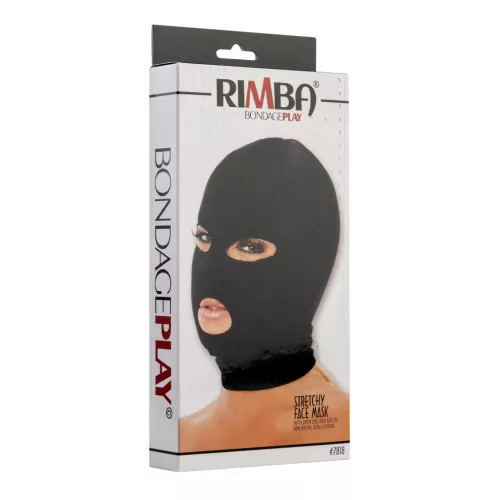 RIMBA BONDAGE – Rugalmas maszk nyitott szemmel és szájnyílással, fekete