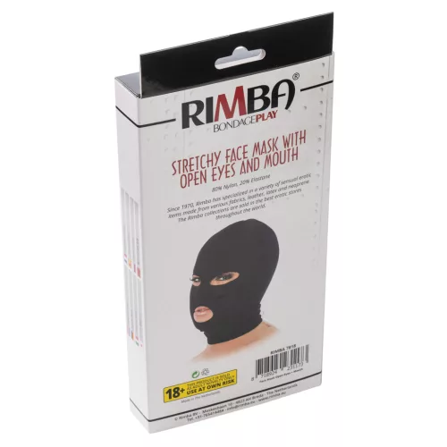 RIMBA BONDAGE – Rugalmas maszk nyitott szemmel és szájnyílással, fekete