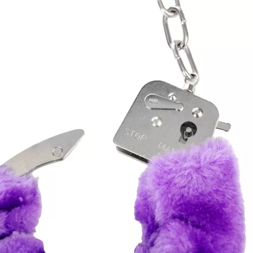 RIMBA BONDAGE – Fém bilincs lila műszőr borítással, kulccsal
