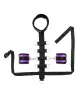 RIMBA BONDAGE – Puha nyakörv rögzítő pánttal és kézbilincsekkel, tépőzáras, fekete-lila