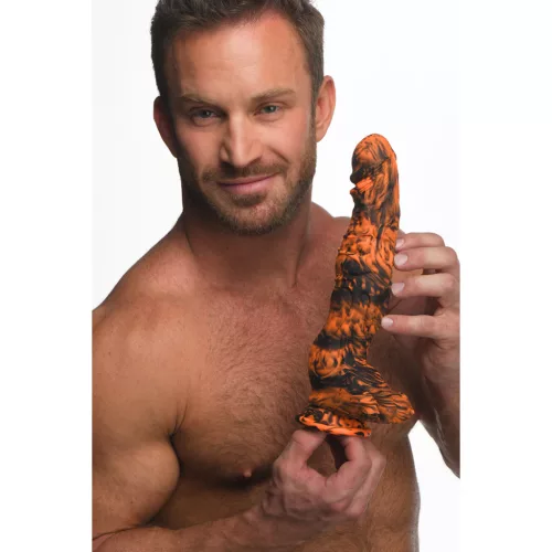 XR BRANDS – Sabretooth szilikon dildó, narancs-fekete