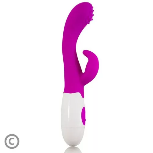 PRETTY LOVE – Arthur hajlított G-pontos vibrátor csiklóizgatóval, 7 rezgésfunkció, lila-fehér