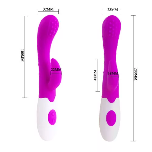 PRETTY LOVE – Arthur hajlított G-pontos vibrátor csiklóizgatóval, 7 rezgésfunkció, lila-fehér