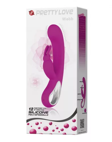 PRETTY LOVE – Webb nyuszis újratölthető G-pontos vibrátor csiklóizgatóval, sötétrózsaszín